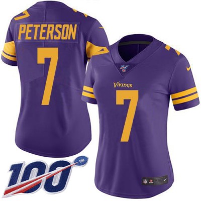 Nike Minnesota Vikings #7 Patrick Peterson Purple Women's Stitched NFL Limited Rush 100th Season Jersey